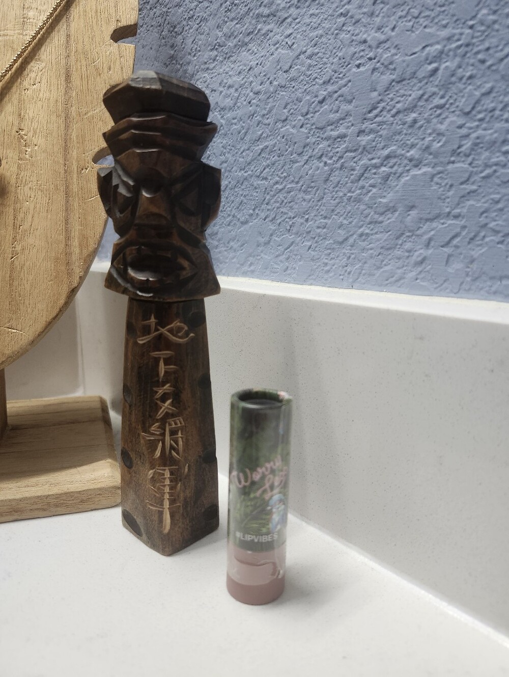 Hand-Carved Brown Wood Tiki Accent Statue - Home Accents